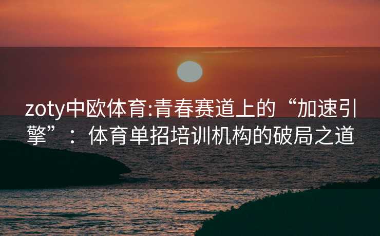 zoty中欧体育:青春赛道上的“加速引擎”：体育单招培训机构的破局之道